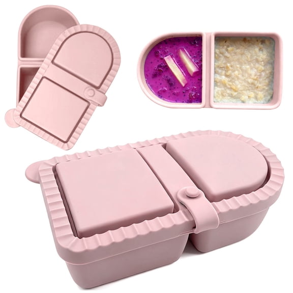 1 Pack Silicone Reusable Snack Containers with Lids - 8 oz Double Compartment Snackle Box for Kids & Adults, BPA-Free & Leakproof, Small for Dressing, Snacks, School, Office, Picnic