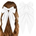 thumbnail image 1 of 1 Pack Silky Satin Hair Bows,Big Hair Bows for Women Hair Ribbons Oversized Long Tail Hair Bow Black Hair Bow Large Hair Ribbon Barrettes Metal Clips Bowknot Aesthetic Hair Accessories,White, 1 of 14