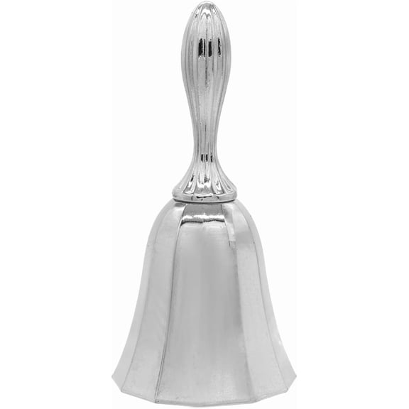 1 Pack Silver Hand Bell 4 Inch Ringing Bell, Light Weight Hand Call Bell Jingle Wedding Bell for Church,School,Restaurant Service