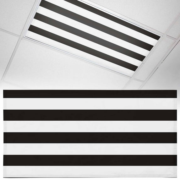 1 Pack Simple Stripe Fluorescent Light Covers for Ceiling Lights Black and White Magnetic Ceiling Light Covers Overhead Light Filters for Office Classroom Home