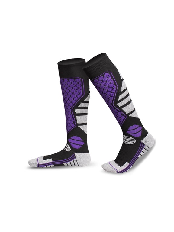 1 Pack Ski Socks for Women Men Compression Knee High Winter Warm Socks for Skiing Snowboarding Outdoor Sports Gift