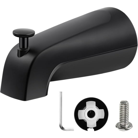 1 Pack Slip on Tub Spout with Diverter, Compatible with American Standard 8888026.002 Tub Spout, Bathroom Bathtub Faucet, Fits 1/2" Copper Water Tube(5/8" Diameter), 5/32" Hex Wrench (Matte Black)