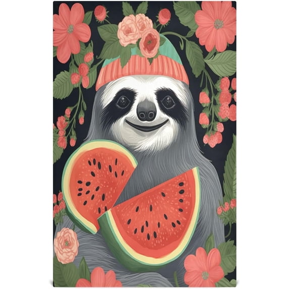 1 Pack Sloth Eating Watermelon Kitchen Towels Highly Absorbent, Super Soft Dishcloths 18 x 28 Inches Reusable Quick Drying Tea Towels Set for Home,Kitchen Decor Wash cloth