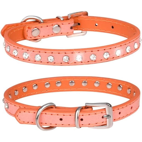 1 Pack Small Dog Collars, Bling Diamond Pretty Crystal Sparkly Rhinestone Glitter Jewel Puppy Collar for XXS Xs Small Medium Pet Girl Cat Female Kitten