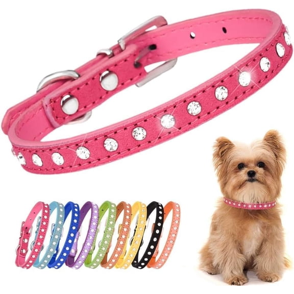 1 Pack Small Dog Collars, Bling Diamond Pretty Crystal Sparkly Rhinestone Glitter Jewel Puppy Collar for XXS Xs Small Medium Pet Girl Cat Female Kitten
