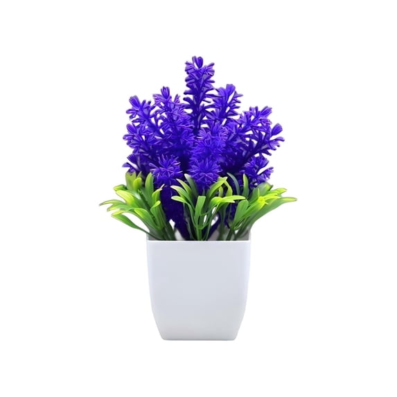 1-Pack Small Fake Potted Plants, Artificial Lavender Potted Plant, Mini Faux Purple Flower Greenery, Decorative Fake Plant for Tabletop, Home, Office and Bathroom Indoor Decoration
