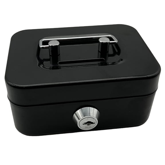 1 Pack Small Lock Box, 4.53 x 3.35 x 2.28" Mini Cash Box with Lock and Slot, Safe Box for Money, Metal Cash Lock Box with Key, Locking Steel Medium Cash Box, Portable Casino Safe Coin Box
