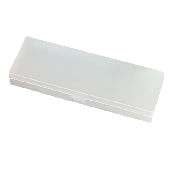1 Pack Small Plastic Pencil Case Clear Boxes Stationery Storage Case with Hinged Lid and Snap Closure for Pencils,Pens and Crayon,Home Office Supplies(White)