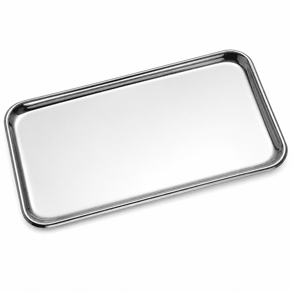 1 Pack Small Stainless Steel Organizer Tray Vanity Tray for Bathroom Kitchen Countertop Multi-Purpose Catch-All for Soap, Jewelry, Perfume, Keys, Accessories