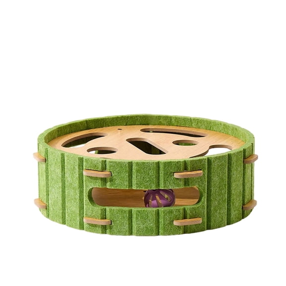 1-Pack Smart Snack Puzzle Feeding Box With Interactive Wooden Puzzle Design, 3-Pack Bell Ball Teaser Toys For Indoor Kittens And Cats, Promotes Mental Stimulation And