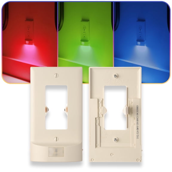1 Pack - SnapPower Multi-Color GuideLight – Outlet Cover RGB Lights, Customizable Ambient Lighting/Mood Lighting for Home, Kitchen, Gaming Room, Kids Bedroom, Holiday Decor (Light Almond, Decor)