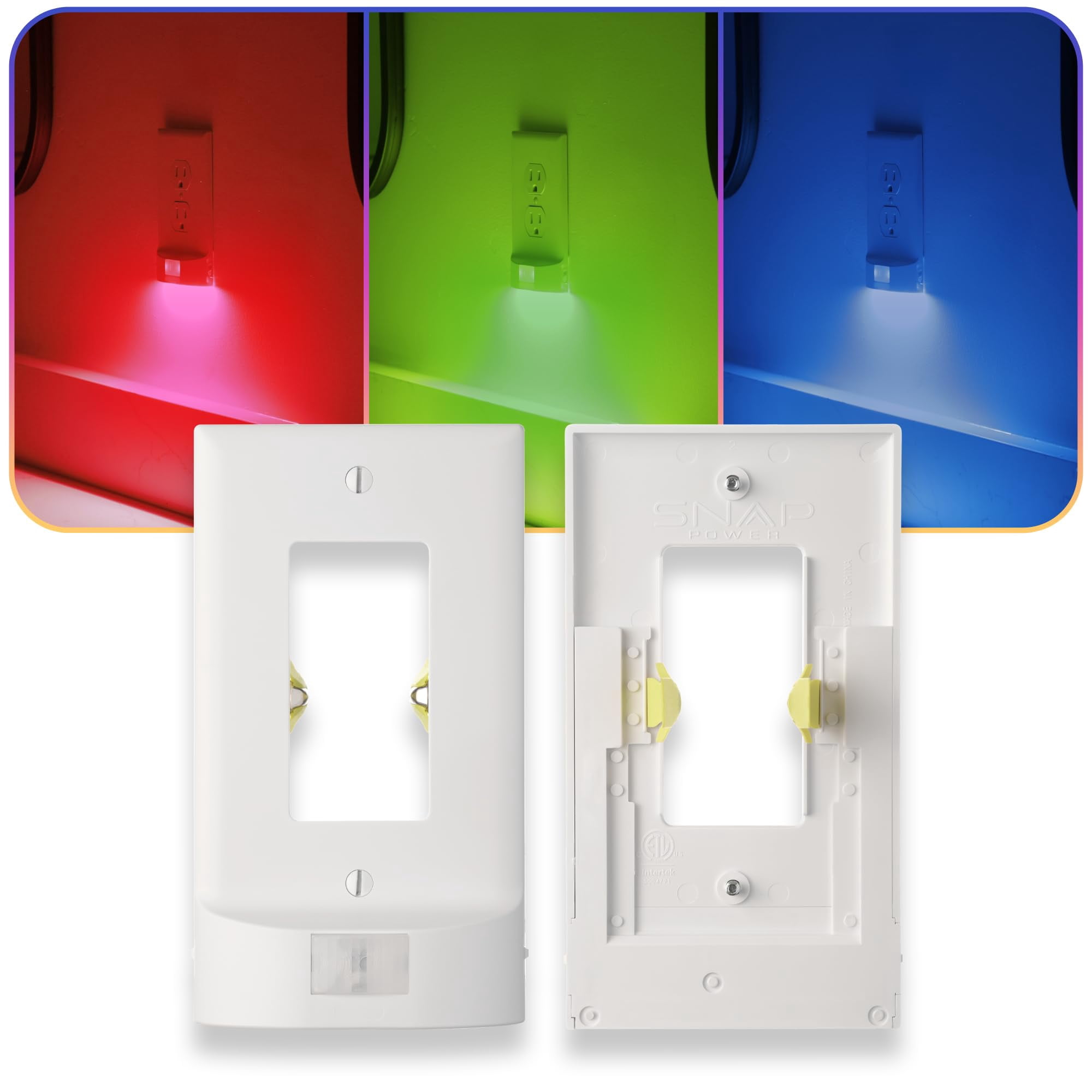 1 Pack - SnapPower Multi-Color GuideLight – Outlet Cover RGB Lights, Customizable Ambient Lighting/Mood Lighting for Home, Kitchen, Gaming Room, Kids Bedroom, Nursery, Holiday Decor (White, Decor)
