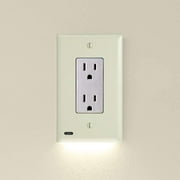 1 Pack - SnapPower GuideLight 2 for Outlets [for Standard Decor, Not GFCI outlets] - Night Light - Electrical Outlet Wall Plate with LED Night Lights - Automatic On/Off Sensor - (Decor, Ivory)
