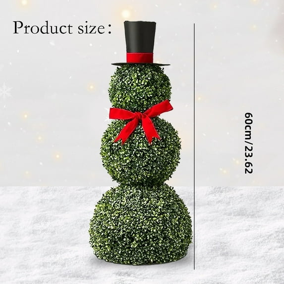 1 Pack Snowman Boxwood Topiary Christmas Indoor/Outdoor Decoration, 23.62", by QYXQPYO
