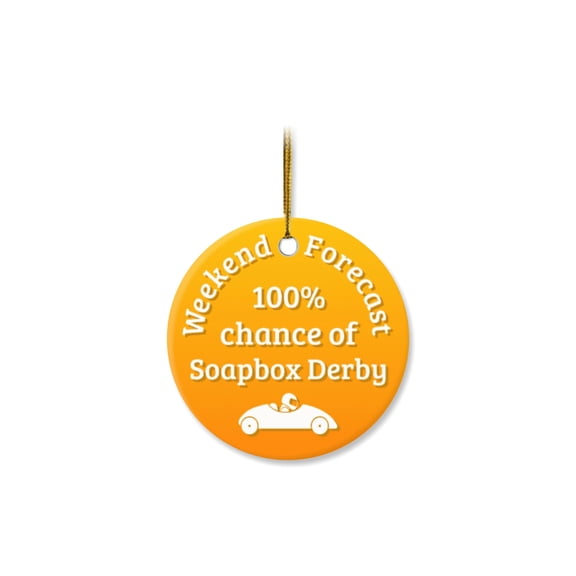 1 Pack - Soapbox Derby Weekend Fanatic's Classic Ceramic Christmas Ornament - 2.85 Inch Round