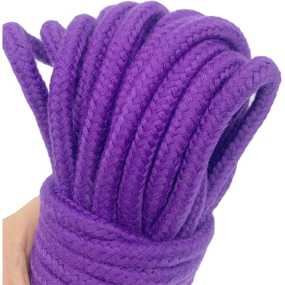 1 Pack Soft Braided Twisted Silk Rope Durable Thick Rope Skin Friendly Smooth Rope 10 Meters/32 Feet 8MM Multipurpose Protecting Ending Decorative Twisted Long Satin Rope DIY Craft Purple