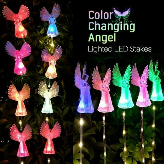 1 Pack Solar Angel Lights,Outdoor Solar Garden Stake Lights,Multi-Color LED Lawn Changing Angel Decorative Lights for Christmas Day Garden Patio decoration Landscape Insert Ground Lights