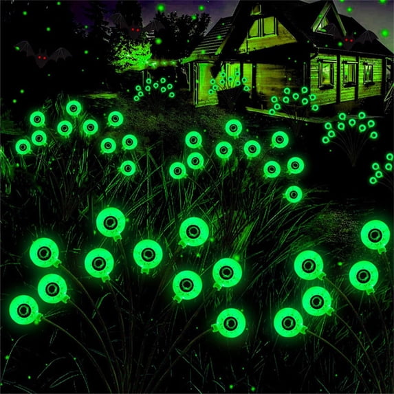 1-Pack Solar Eyeball Stake Lights, LED Halloween Outdoor Decor, Waterproof Auto On/Off Pathway Lamp for Yard Lawn Patio (6 Lights)