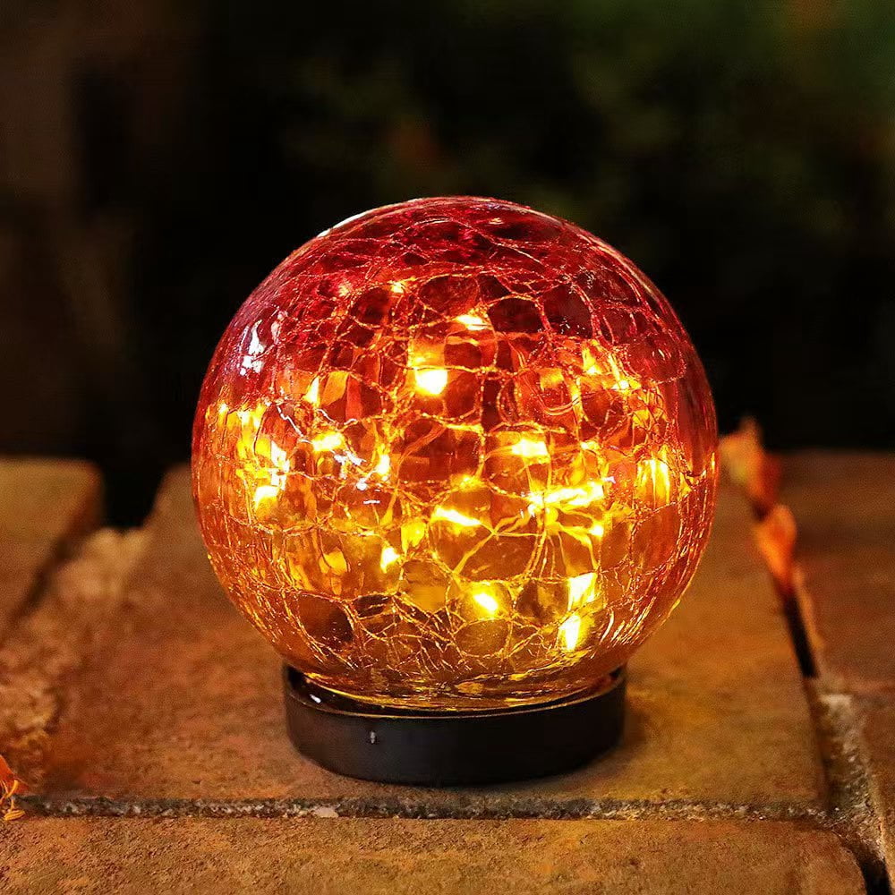 1 Pack Solar Globe Lights Outdoor Waterproof-Solar Balls-Solar Garden Lights-Orbs Cracked Glass Ball for Lawn Patio Yard Backyard Decorations