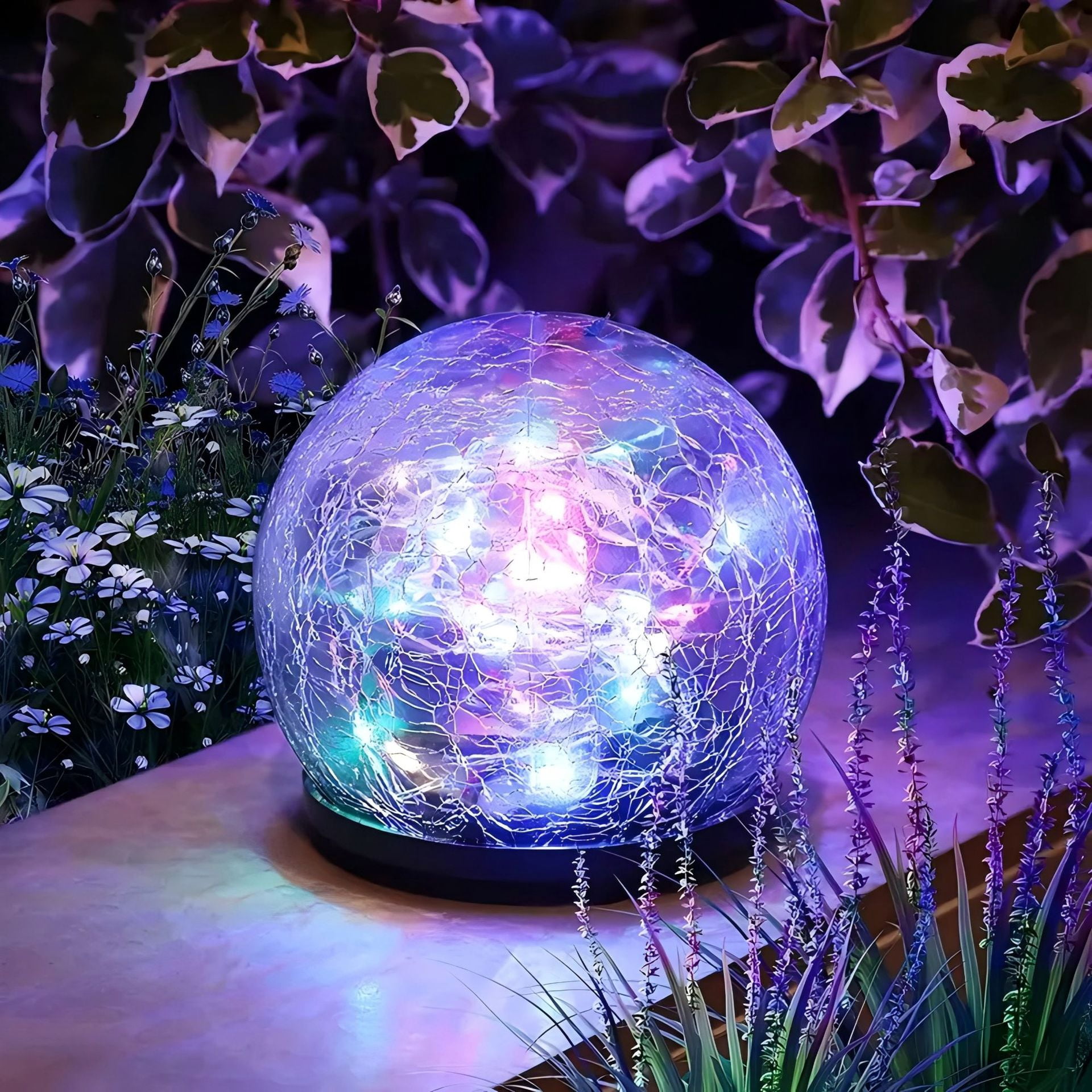 1 Pack Solar Globe Lights Outdoor Waterproof-Solar Balls-Solar Garden Lights-Orbs Cracked Glass Ball for Lawn Patio Yard Backyard Decorations