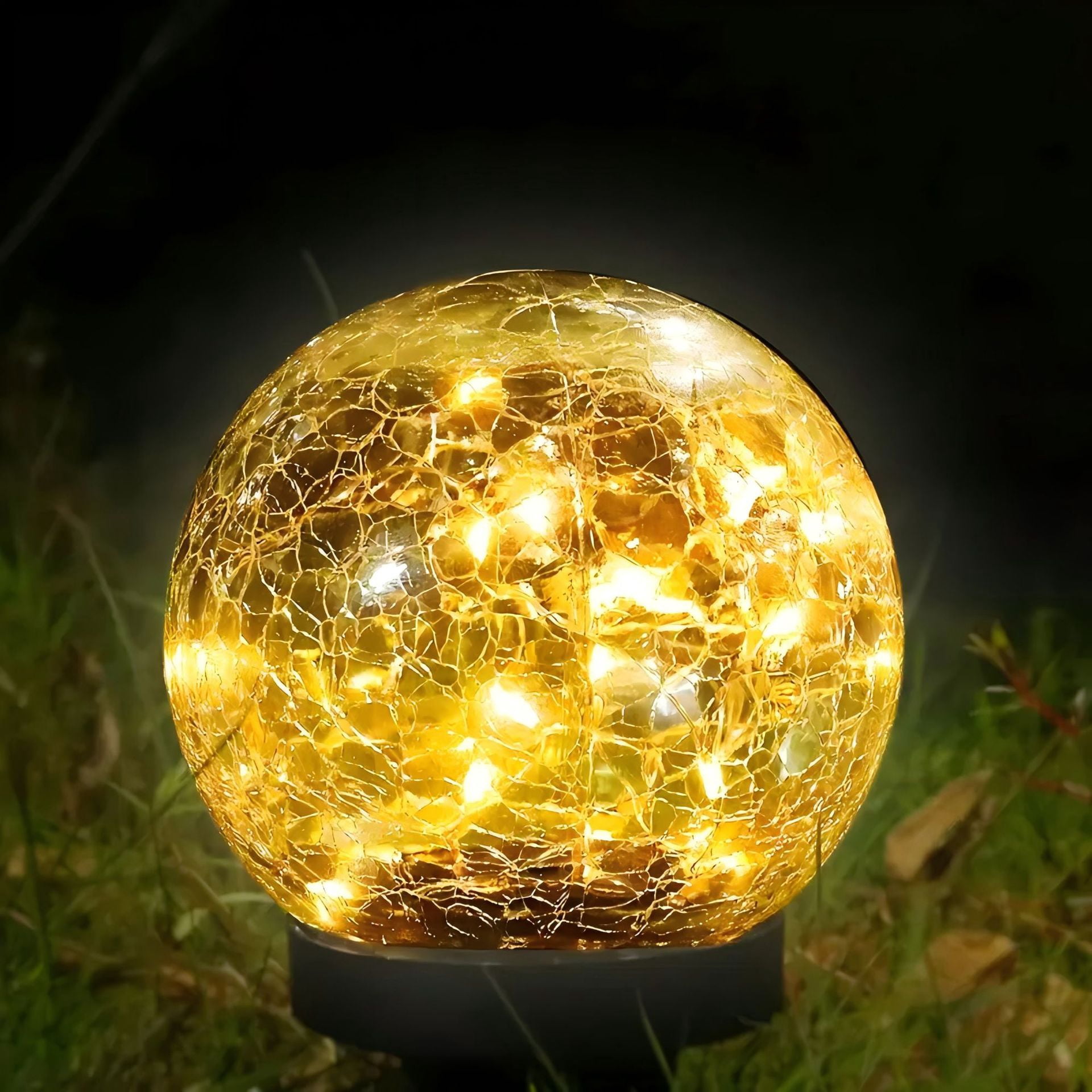 1 Pack Solar Globe Lights Outdoor Waterproof-Solar Balls-Solar Garden Lights-Orbs Cracked Glass Ball for Lawn Patio Yard Backyard Decorations