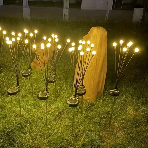 1-Pack Solar Lawn Firefly Lights - LED Wind Firefly Ground Plug Garden Decorative Lights for Outdoor Use