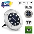 thumbnail image 1 of 1 Pack Solar Lights Outdoor, Disk Lights Solar Powered, Outdoor in-ground Solar Lights for Landscape, Walkway, Lawn, Steps Decks, Pathway Yard Stairs Fences, LED lamp, Waterproof(White), 1 of 9