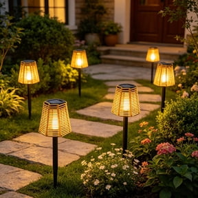 1 Pack Solar Pathway Lights, Warm Glow Wrought Iron Rattan Stake Lamp Waterproof Outdoor Landscape Lighting for Garden Walkway Patio Yard