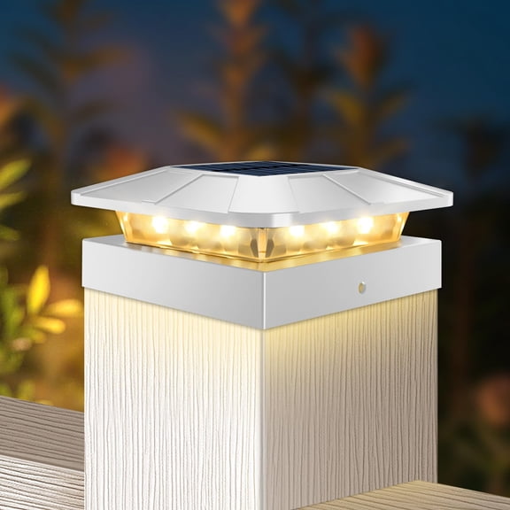 1 Pack Solar Post Cap Lights for 4x4 Posts, 3 Color Temperatures Adjustable LED Waterproof for Garden Railing White, Outdoor Solar Deck Lights Waterproof