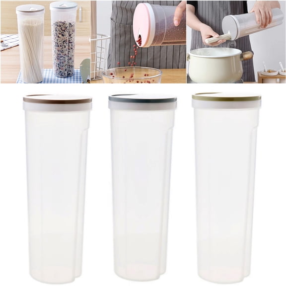 1 Pack Spaghetti Container Clear PP Pasta Noodles Food Storage Box with Locking Lid, Beans Straws Cereal Sealed Box, Kitchen Pantry Organization Container