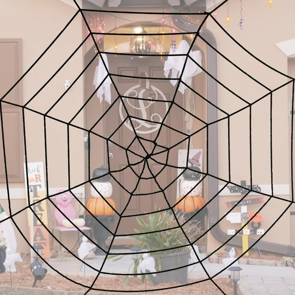 1 Pack Spider Web Decoration, 3.6m Black Round Net Cobweb for Halloween Decor
