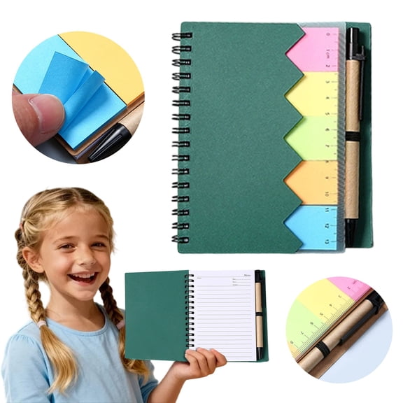 1 Pack Spiral Notebook and Pen Set, Lined Small Pocket Notebook Small Pocket Journal With Divider Tabs Portable Writing Notepad for Business Office Supplies