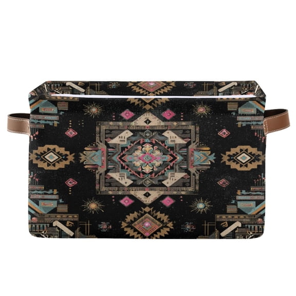 1-Pack Square Closet Organizers with Handles Open Basket Bins Abstract Shapes Pattern Storage Basket for Home Office