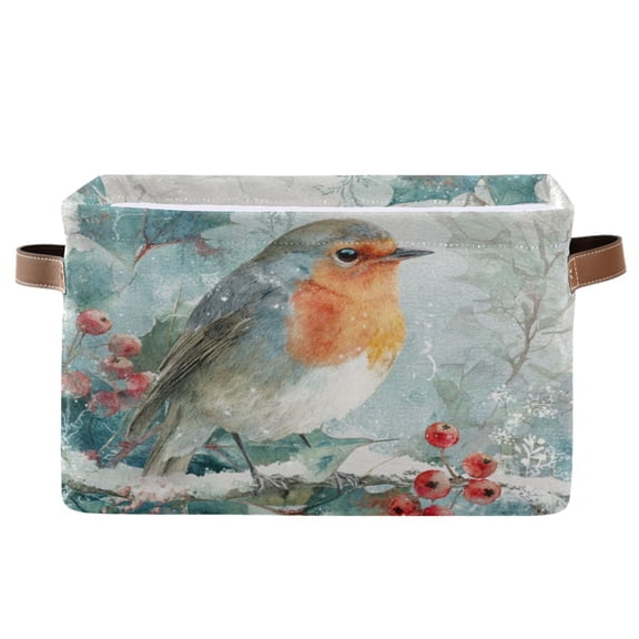 1-Pack Square Closet Organizers with Handles Open Basket Bins Elegant Little Robin Storage Basket for Home Office