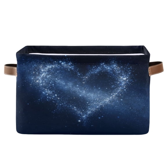1-Pack Square Closet Organizers with Handles Open Basket Bins Starry Sky Background with Stars Storage Basket for Home Office