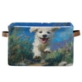 thumbnail image 1 of 1-Pack Square Closet Organizers with Handles Open Basket Bins The Dog Is Running Storage Basket for Home Office, 1 of 7