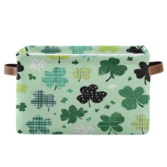 1-Pack Square Closet Organizers with Handles Open Basket Bins Various Patterns Shamrocks Storage Basket for Home Office