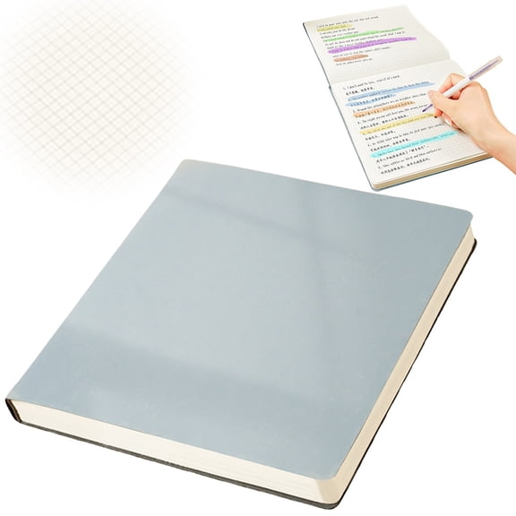 1 Pack Square Small Notebooks, Grid Pages Sketchbooks Travel Journal, Hardcover Writing Notebook for Home Classroom Office, Diary Memo Sketching PU Leather, 8x8 inches, 228 Pages, Light Blue