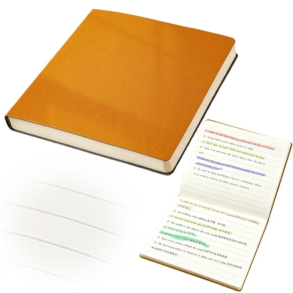 1 Pack Square Small Notebooks, Lined Pages Sketchbooks Travel Journal, Hardcover Writing Notebook for Home Classroom Office, Diary Memo Sketching PU Leather, 8x8 inches, 228 Pages, Brown