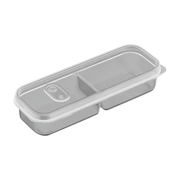 1 Pack Stackable Refrigerator Organizer Bin with Lid, 8.27 Inch Food Storage Container, 2 Compartment Leakproof Box for Fruit, Vegetable, Meat, Fish, Kitchen Organization