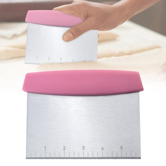 1 Pack Stainless Steel Bench Scraper, Dough Cutter with Measurement Marks for Bread, Pizza Dough, Pastry, Cake Decorating and Kitchen Prep