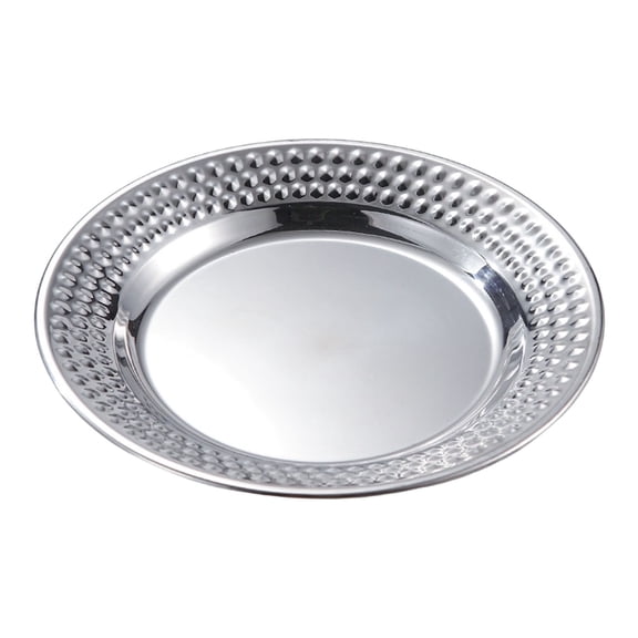 1 Pack Stainless Steel Dinner Plates,Metal Lightweight Unbreakable Camping Dishes,Round Reusable Serving Platter Feeding Tray for Home,Picnic,BBQ,Dishwasher Safe,Kitchen Metal Plates(SilverA 22cm)