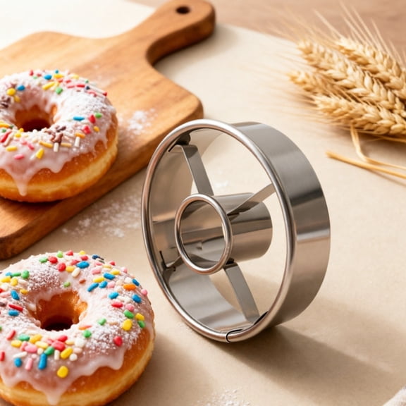 1 Pack Stainless Steel Donut Cutter, 3.1 Inch Doughnut Cutters Mold, Professional Baking Tool for Making Donuts, Bagels, Cookies, Biscuits, and More