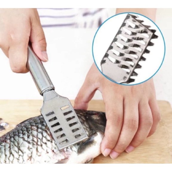 1-Pack Stainless Steel Fish Scaler Scraper Brush, Fish Scale & Skin Remover Tool, Ergonomic Handle, Easy Clean Seafood Prep TIKA
