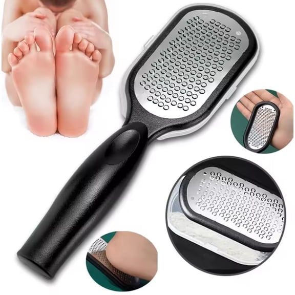 1-Pack Stainless Steel Foot File with Skin Catcher, Foot Rasp Callus Remover Pedicure Scrubber for Rough Heels, Easy Clean TIKA