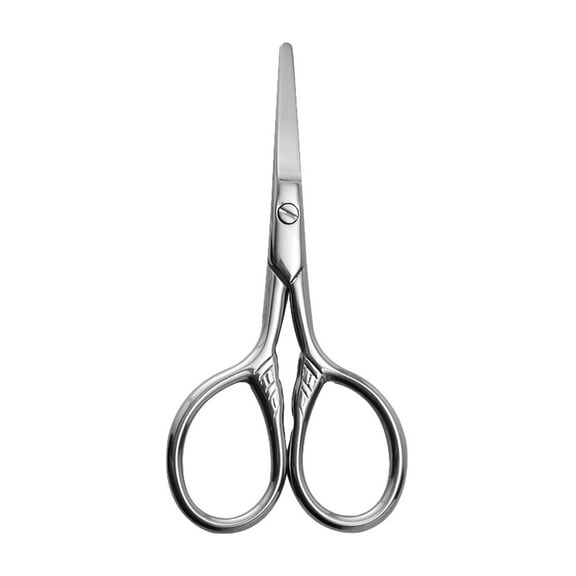 1 Pack Stainless Steel Grooming Scissors, Small Safety Scissors with Rounded Tip, Precision Trimmer for Nose Hair, Eyebrows, and Facial Hair, Silver