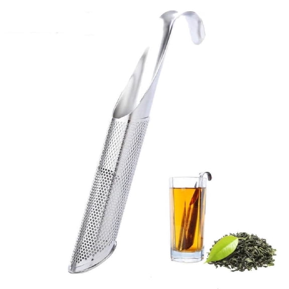 1 Pack Stainless Steel Tea Infuser Stick, Tea Diffuser Pipe Strainer with Hanging Hook Handle, Fine Hole Tea Steeper for Loose Leaf Tea Herbs Spices TIKA