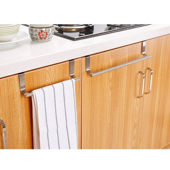1 Pack Stainless Steel Towel Holder without drilling - Kitchen Towel Racks - Hanging at the door of the Kitchen Cabinet or Cupboard - holder