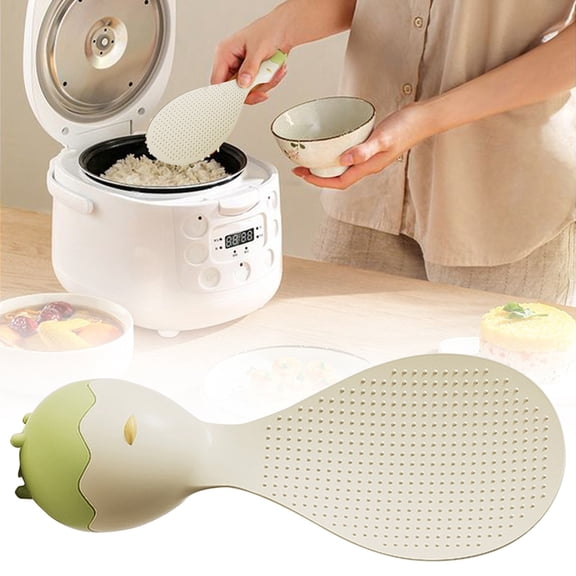 1 Pack Standing Rice Paddle, Eggshell Style Non-Stick Rice Spatula, Self-Standing Serving Spoon for Cooking and Mixing, Durable Kitchen Utensil, 17x7 cm (Green)