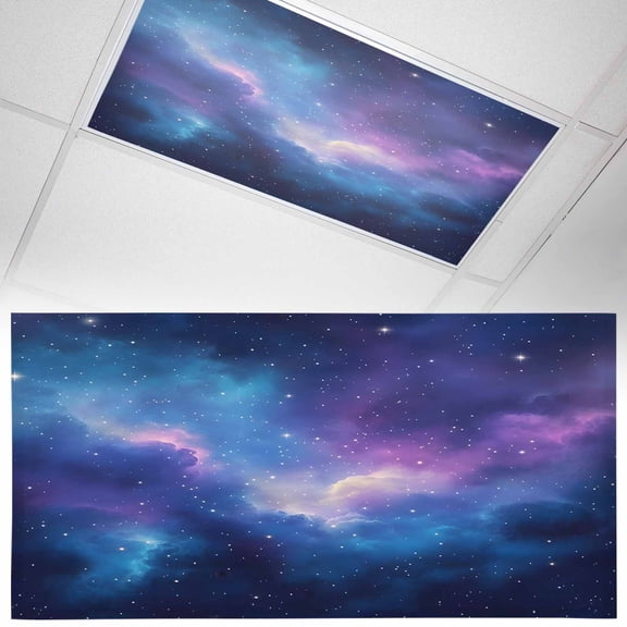 1 Pack Starry Sky Fluorescent Light Covers for Ceiling Lights Color Night Sky Nature Scenery Modernism Magnetic Ceiling Light Covers Overhead Light Filters for Office Classroom Home